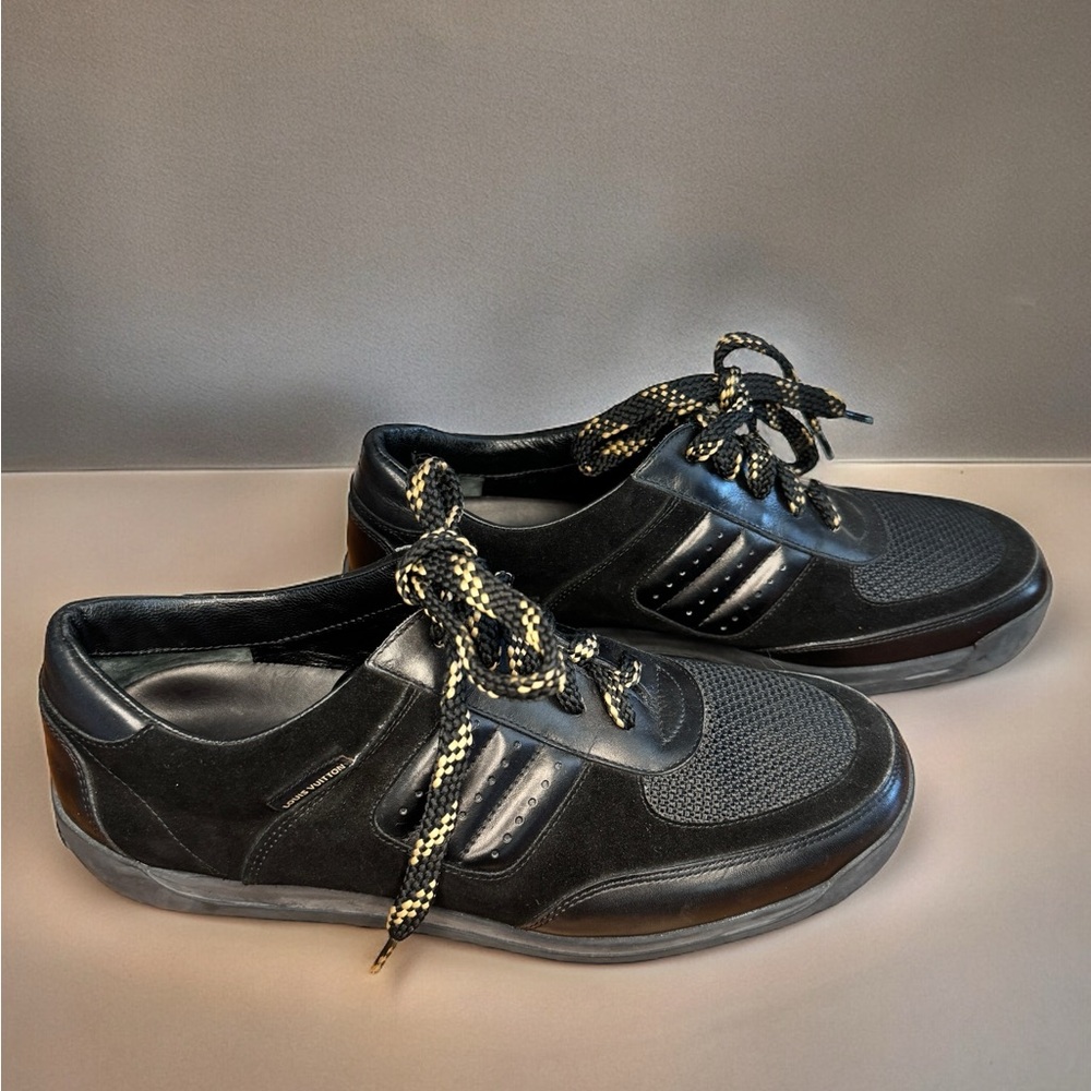 Louis Vuitton Black Leather & Suede Sneakers